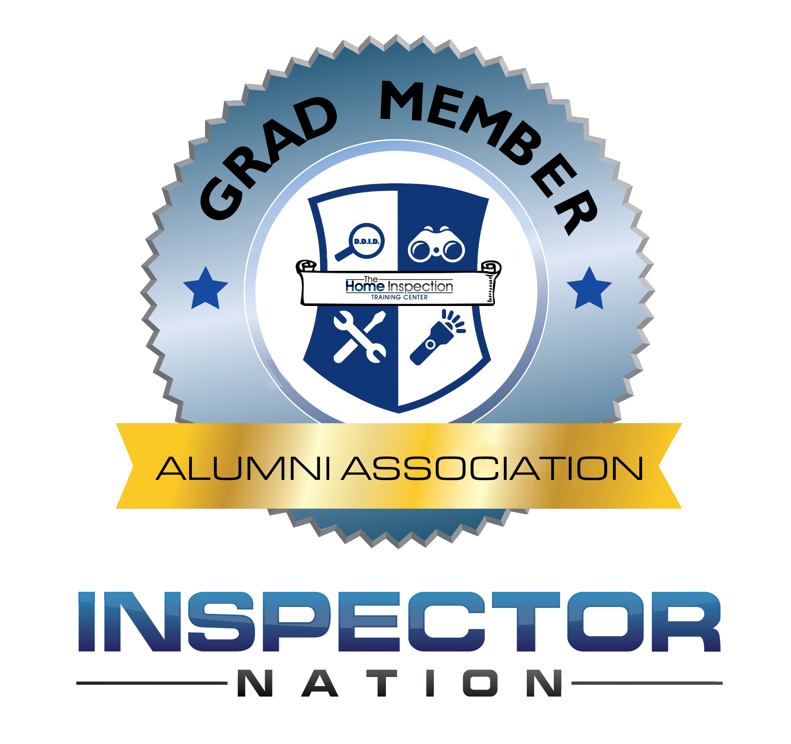 graduate of the home inspection training center (thitcenter) prelicensing education program inspector nation certified home inspector badge emblem icon